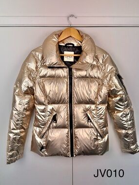 SAM. New York Metallic Gold Goose Down Puffer Jacket M